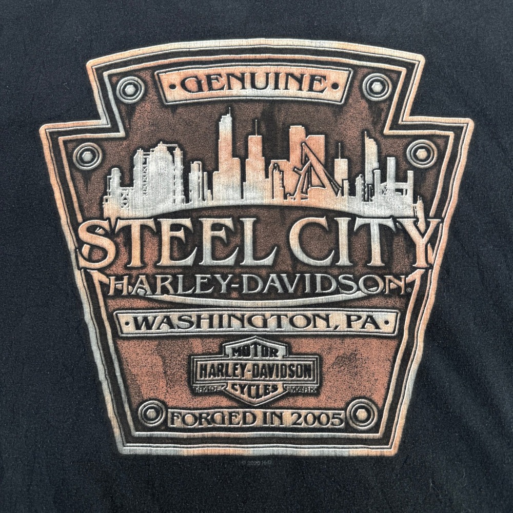 Harley-Davidson T-Shirt Mens 3XL Steel City Washington PA Black Graphic EUC